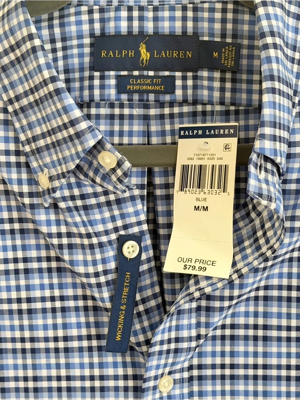 Ralph Lauren Dress Shirt NWT Blue Black White Plaid Button-Down Shirt Size M - Picture 2 of 6